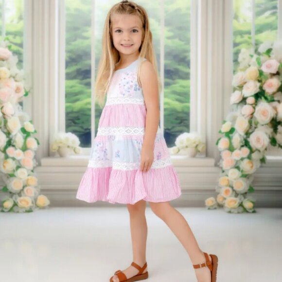 Tommy Bahama Other - Tommy Bahama girls size 5 patchwork tiered cotton dress